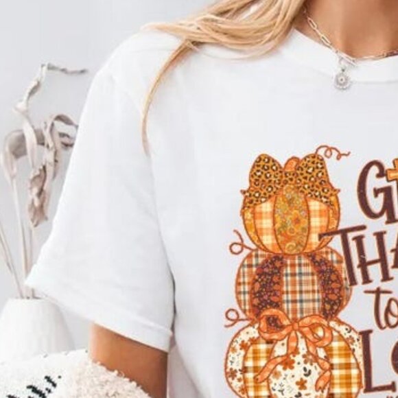 Give Thanks To The Shirt, Thanksgiving Pumpkin Unisex Shirt - Picture 3 of 4